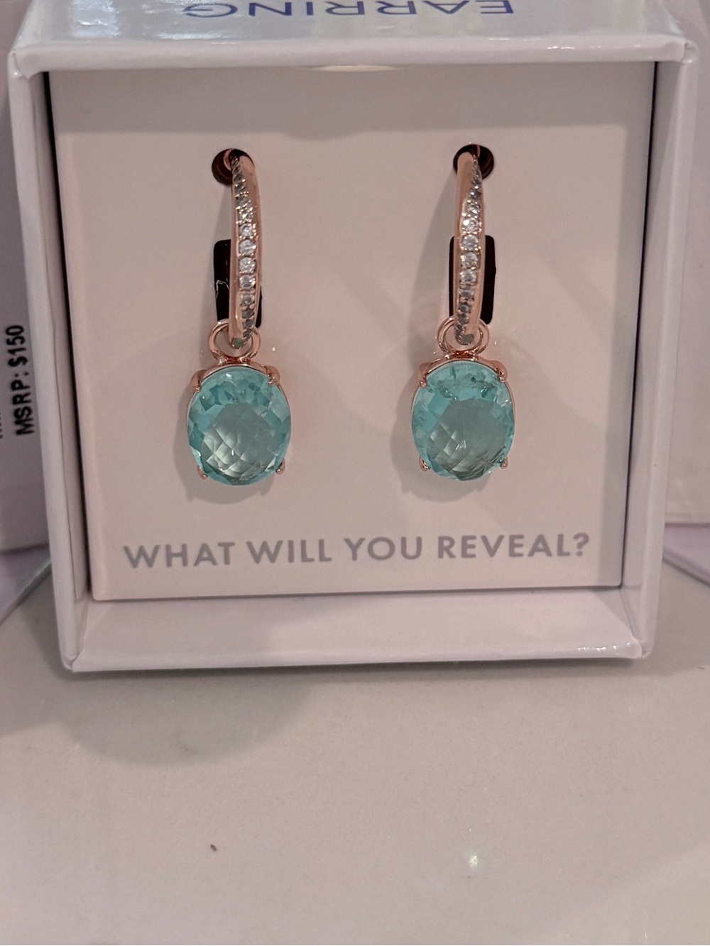 Rose Gold Hoop Earrings with Color Changing Stones